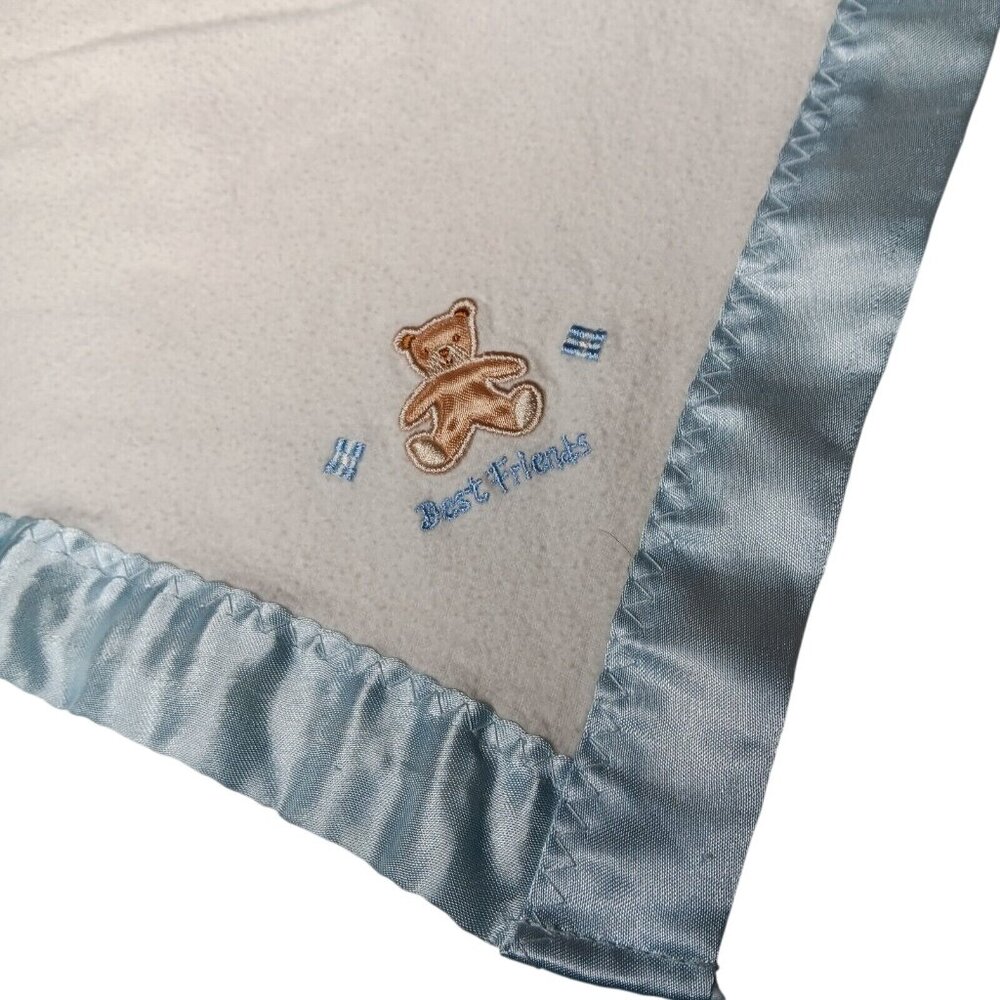 Cutie Pie Best Friends Bear Security Blanket Blue Flannel Satin Trim Lovie VTG
